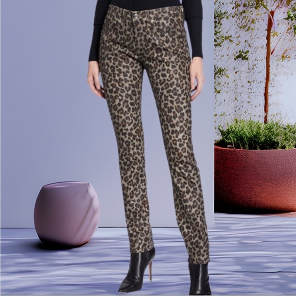 Veronica Beard Brooke Skinny Mid Rise Jeans in Coated Leopard SZ 25 EUC - Picture 1 of 5